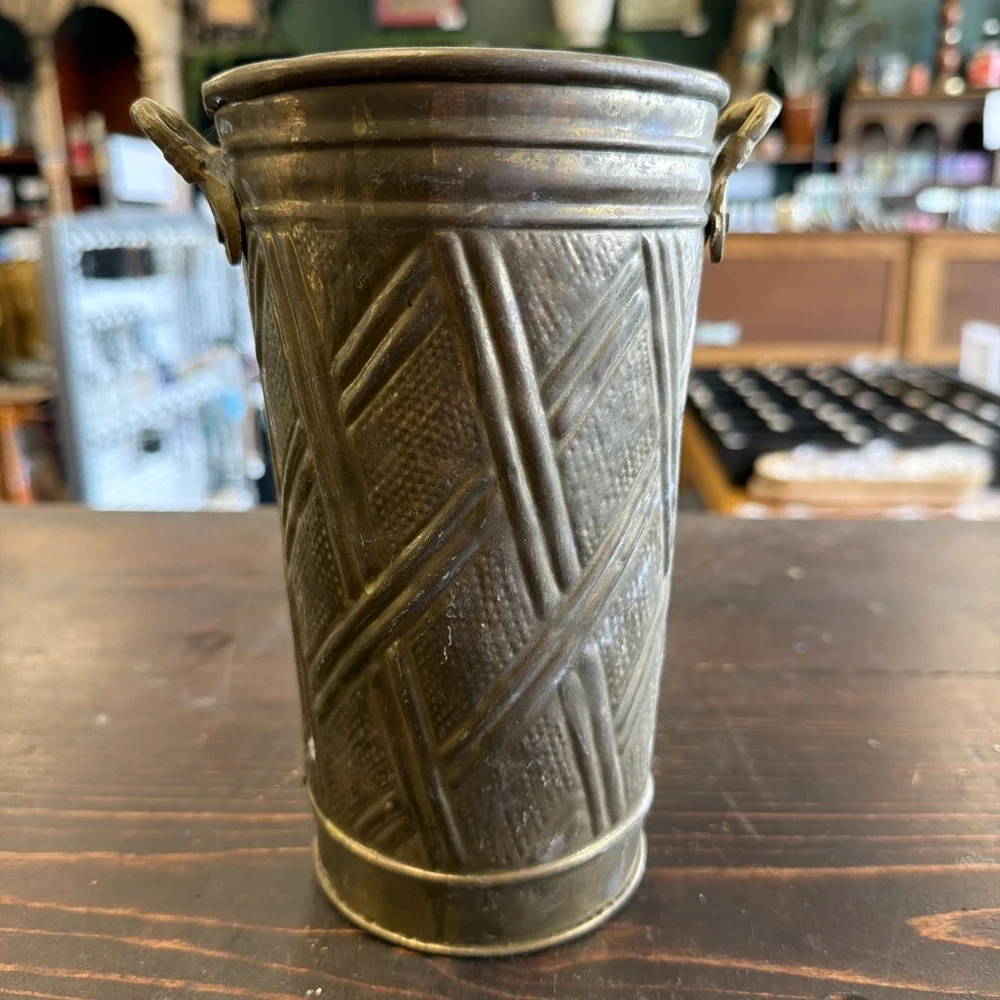 Vintage Hosley Brass Cylindrical Vase